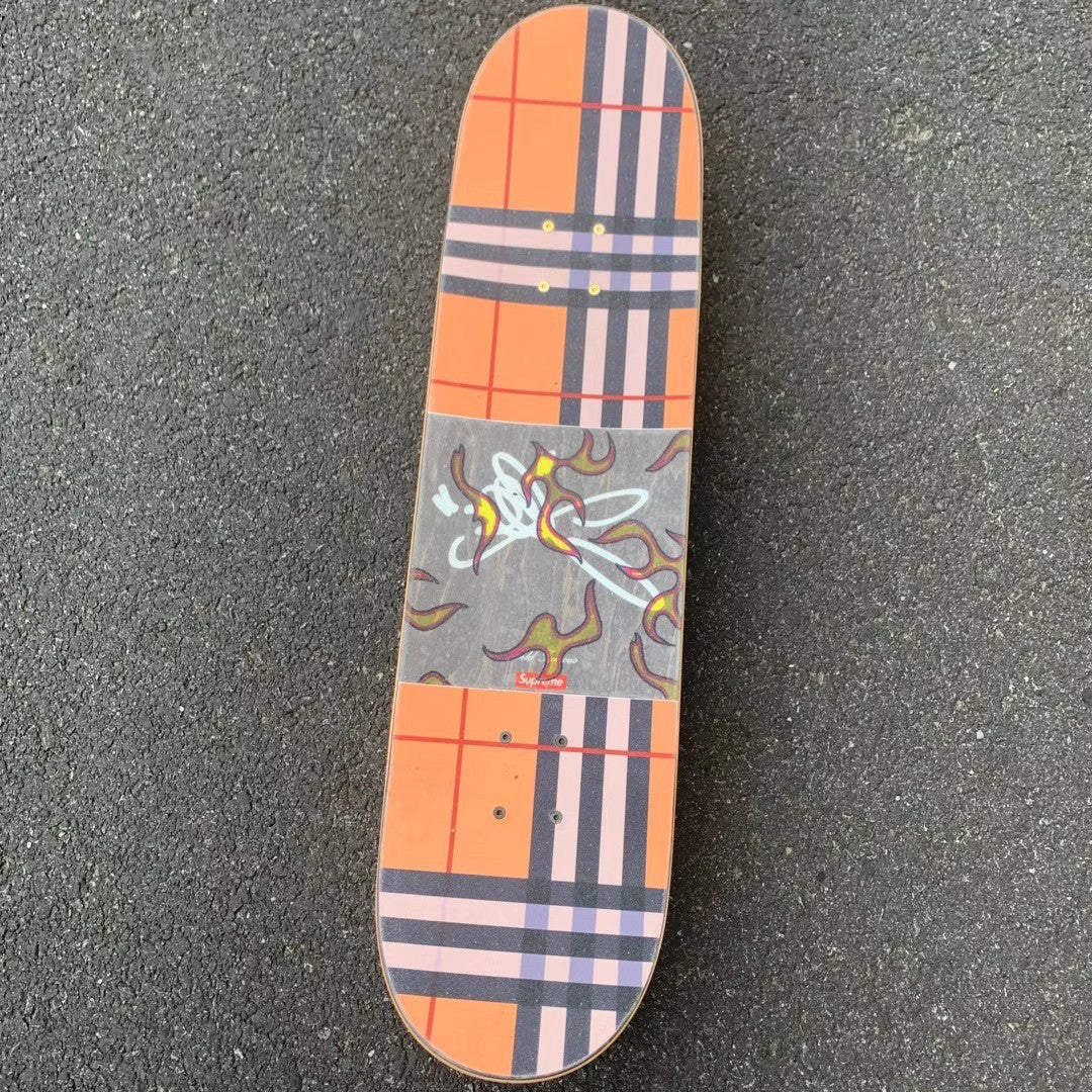 Damn Brown Plaid Sandpaper Skateboard Sandpaper Ins Same Type Sandpaper Double Warped Longboard Diy