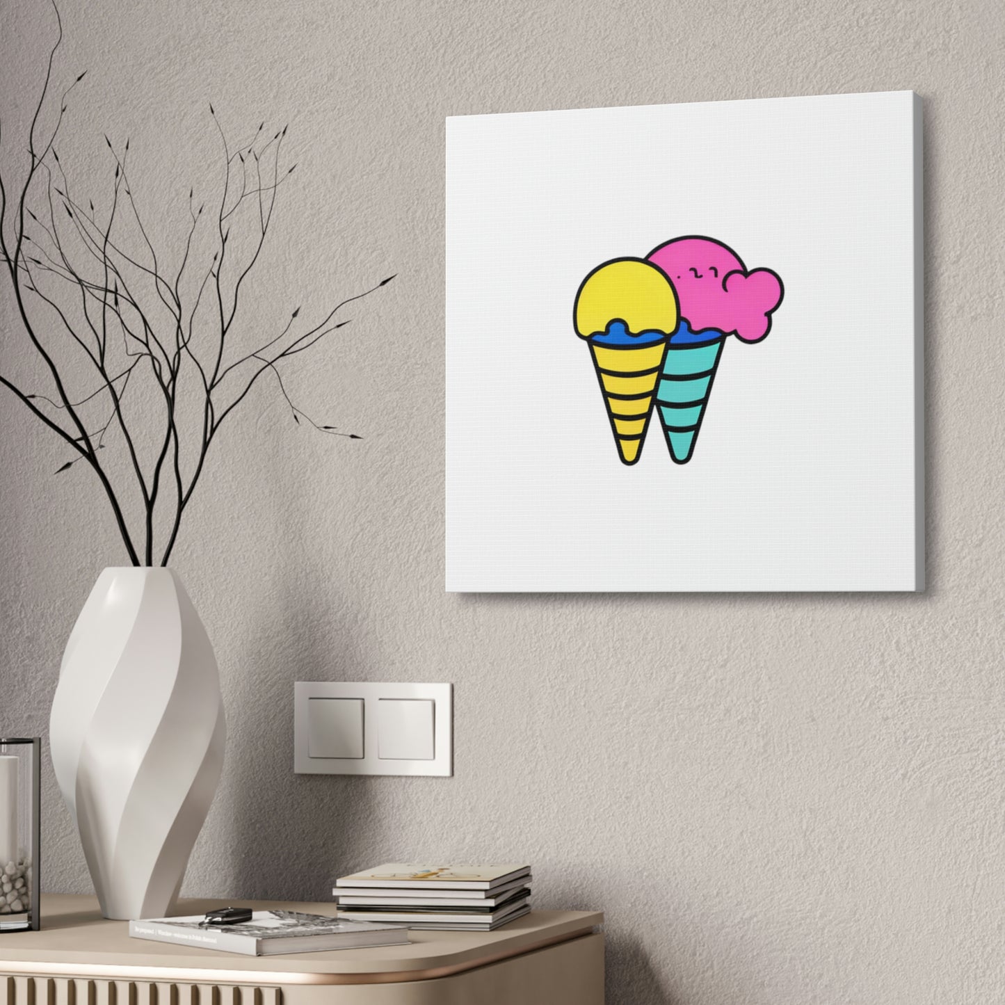 Random Ice Cream Canvas Stretched, 1.5''