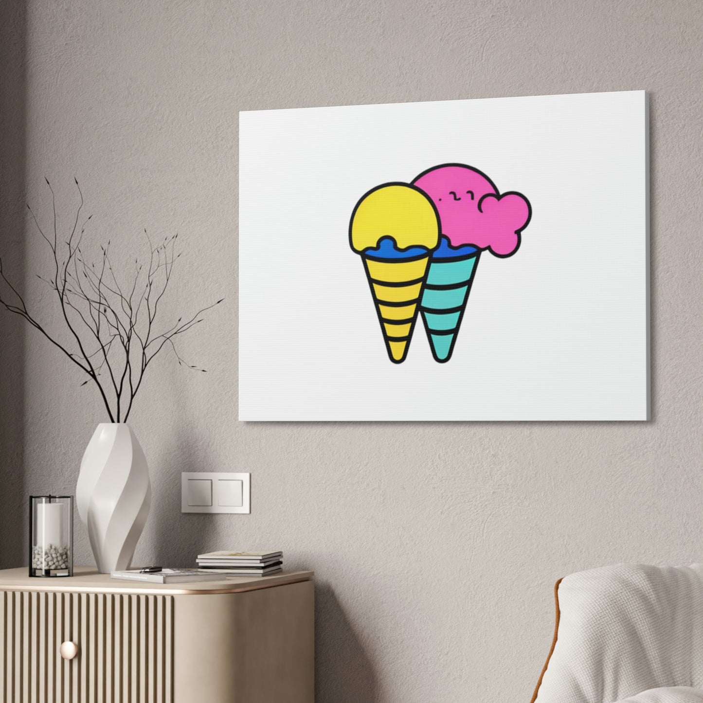 Random Ice Cream Canvas Stretched, 1.5''