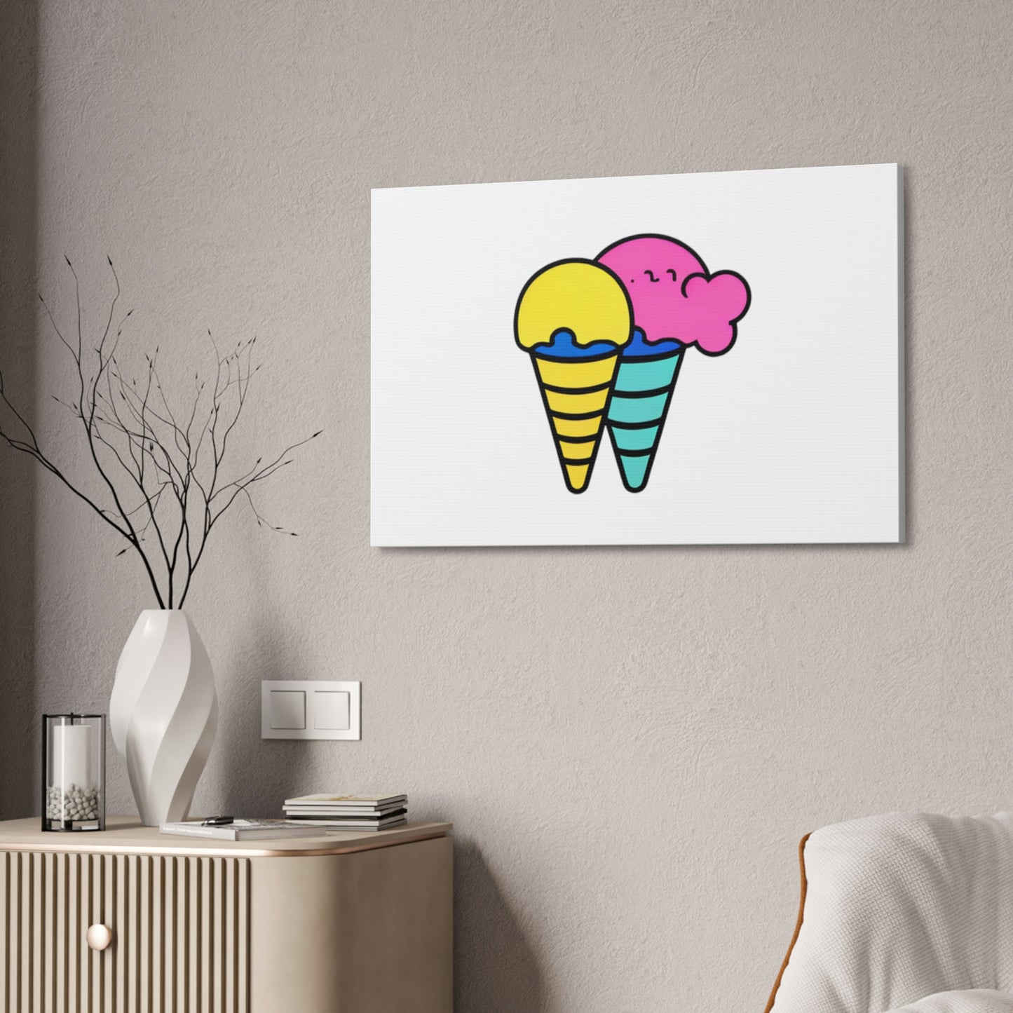 Random Ice Cream Canvas Stretched, 1.5''