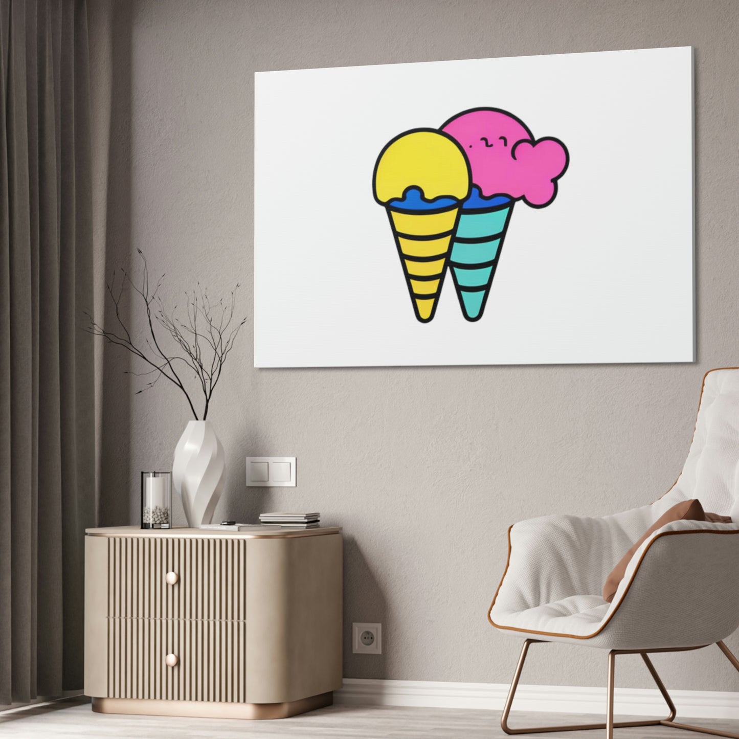 Random Ice Cream Canvas Stretched, 1.5''