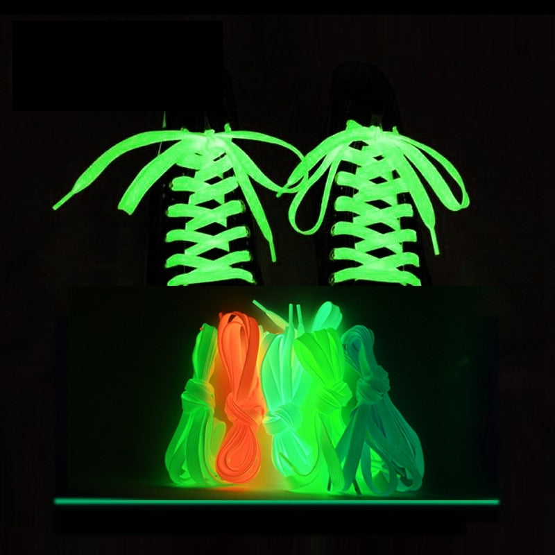 1 Pair Luminous Shoelaces Flat Sneakers Canvas Shoe Laces Glow In The Dark Night Color Fluorescent Shoelace 80/100/120/140cm - Random the Ghost