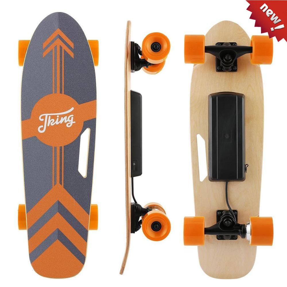 Electric Skateboard with Remote 350W Brushless Motor, 12MPH Top Speed 8 Miles Range 3 Speeds Adjustment, Max Load up to 220 Lbs - Random the Ghost