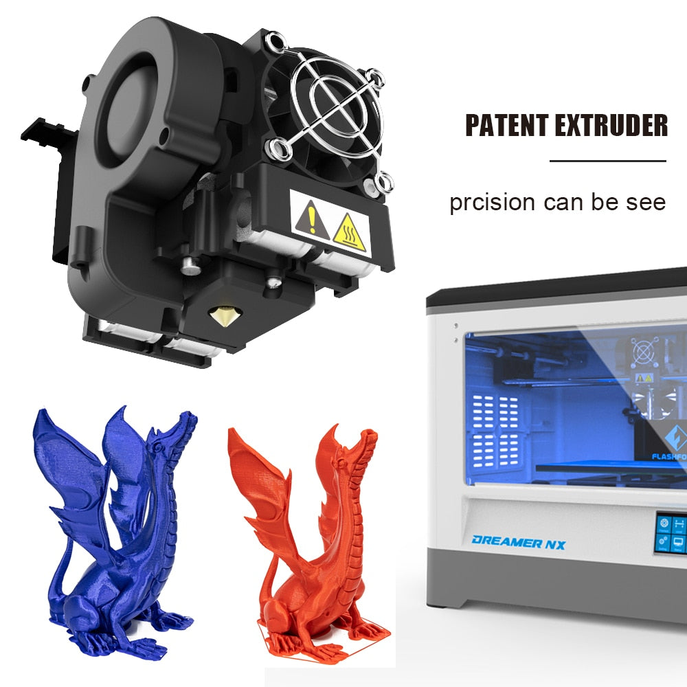 Flashforge 3D Printer Dreamer NX Fully Assembled Single Extruder Wireless Connection DIY 3d Printer Kit with Lock for Family Use - Random the Ghost