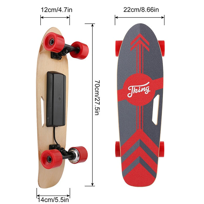 Electric Skateboard with Remote 350W Brushless Motor, 12MPH Top Speed 8 Miles Range 3 Speeds Adjustment, Max Load up to 220 Lbs - Random the Ghost