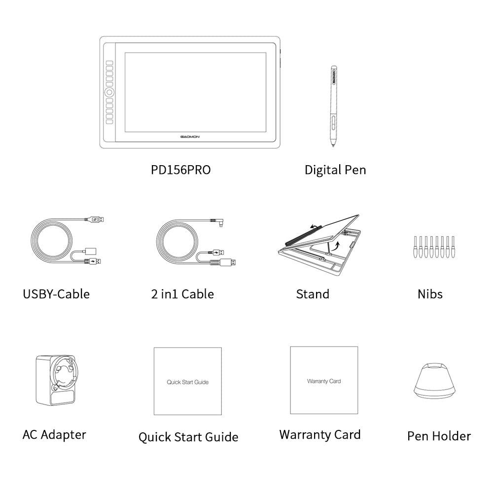 GAOMON PD156PRO Graphics Tablet Display for Drawing 15.6” Full-Laminated IPS HD Screen with 8192 Levels Battery-Free Pen - Random the Ghost