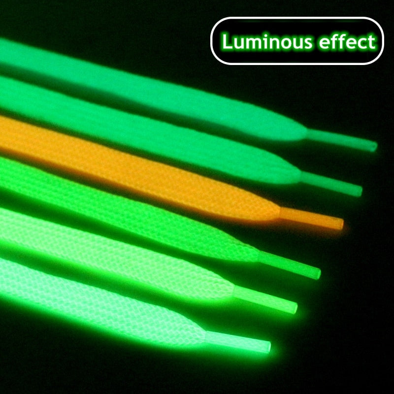 1 Pair Luminous Shoelaces Flat Sneakers Canvas Shoe Laces Glow In The Dark Night Color Fluorescent Shoelace 80/100/120/140cm - Random the Ghost