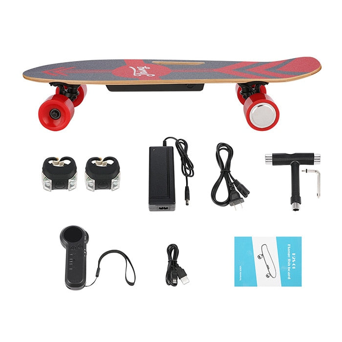 Electric Skateboard with Remote 350W Brushless Motor, 12MPH Top Speed 8 Miles Range 3 Speeds Adjustment, Max Load up to 220 Lbs - Random the Ghost