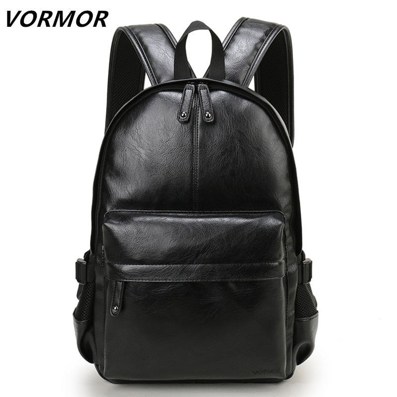 VORMOR Brand Men Backpack Leather School Backpack Bag Fashion Waterproof Travel Bag Casual Leather Book Bag Male - Random the Ghost