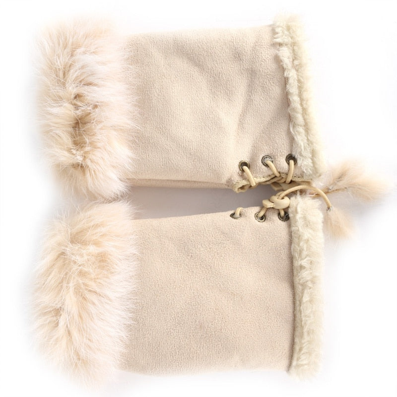 1 Pair Women Winter Warm Gloves Sexy Faux Rabbit Fur Hand Wrist Warmer Fingerless Gloves - Random the Ghost