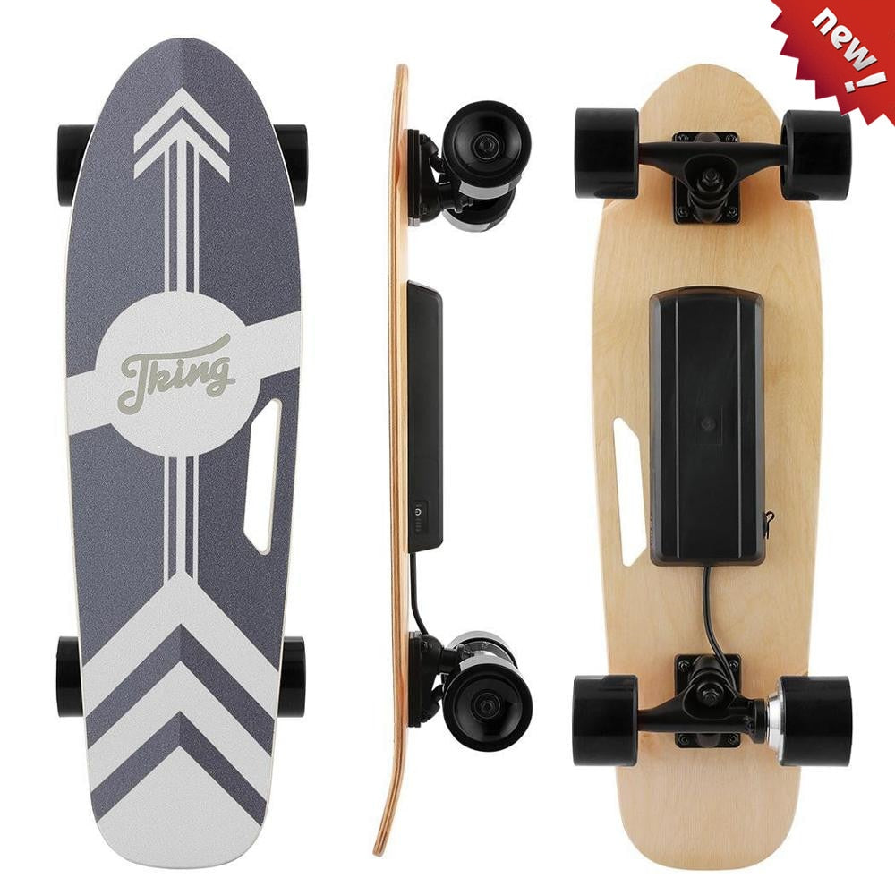 Electric Skateboard with Remote 350W Brushless Motor, 12MPH Top Speed 8 Miles Range 3 Speeds Adjustment, Max Load up to 220 Lbs - Random the Ghost