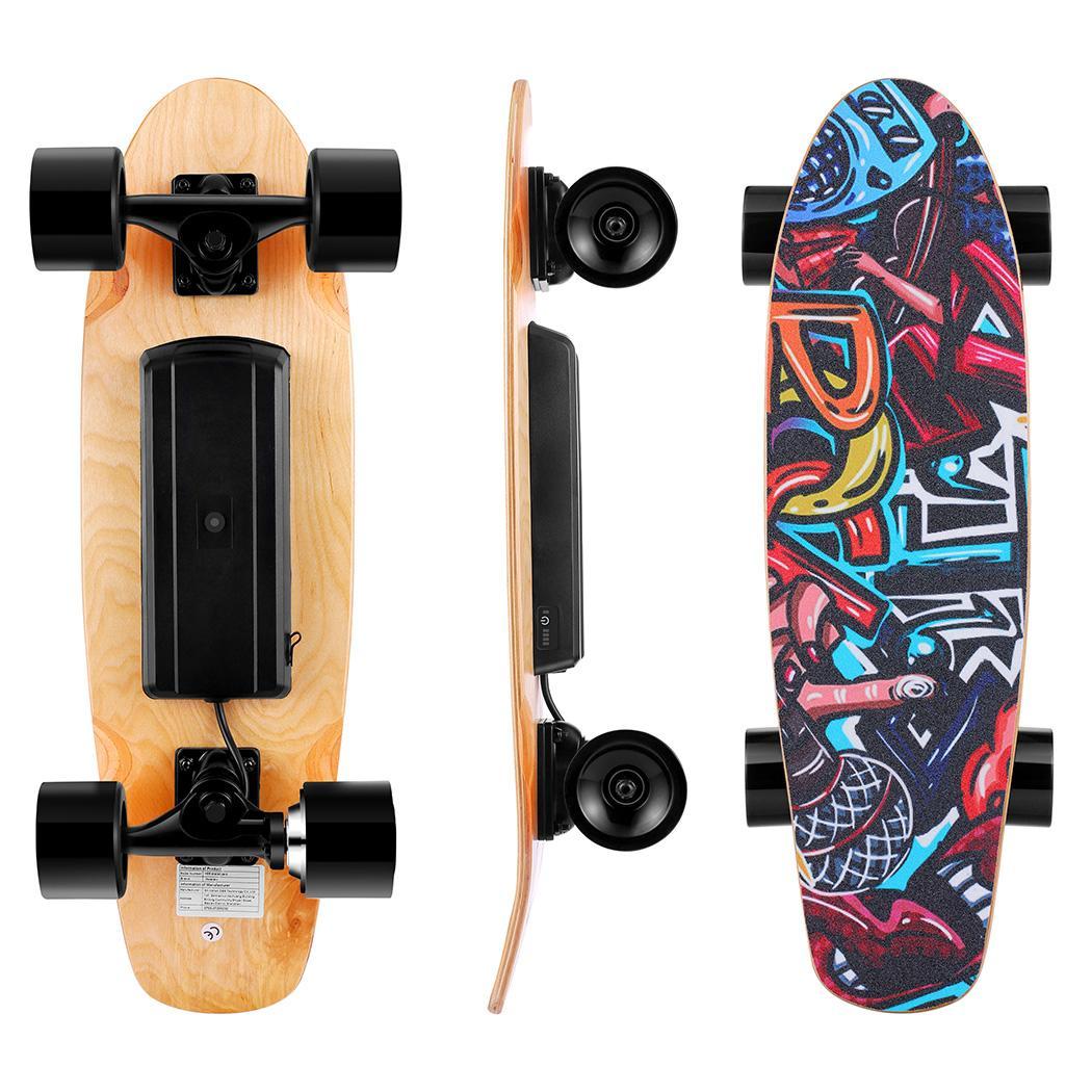 Electric Skateboard with Remote 350W Brushless Motor, 12MPH Top Speed 8 Miles Range 3 Speeds Adjustment, Max Load up to 220 Lbs - Random the Ghost