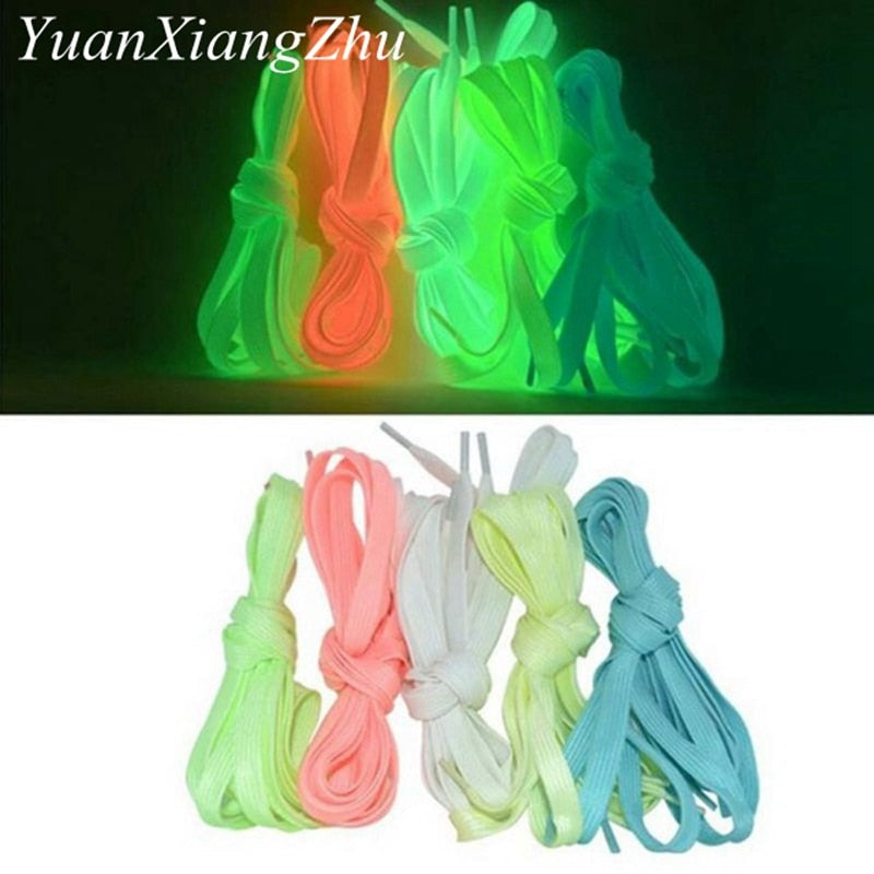 1 Pair Luminous Shoelaces Flat Sneakers Canvas Shoe Laces Glow In The Dark Night Color Fluorescent Shoelace 80/100/120/140cm - Random the Ghost