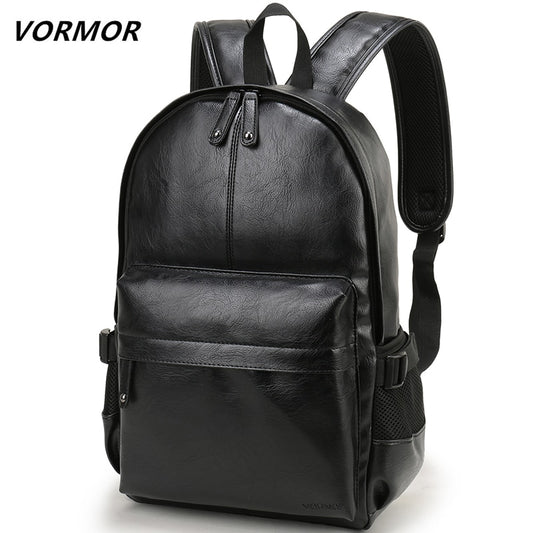 VORMOR Brand Men Backpack Leather School Backpack Bag Fashion Waterproof Travel Bag Casual Leather Book Bag Male - Random the Ghost