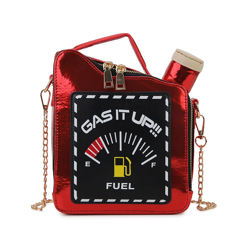 Fun Gasoline Bottle Design Crossbody Bag for Women Purses and Handbags Shoulder Chain Bag Glittery Clutch Female Novelty Totes - Random the Ghost