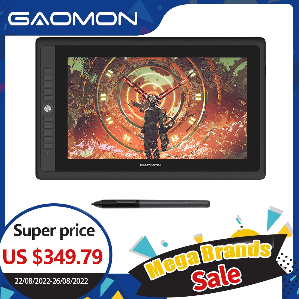 GAOMON PD156PRO Graphics Tablet Display for Drawing 15.6” Full-Laminated IPS HD Screen with 8192 Levels Battery-Free Pen - Random the Ghost