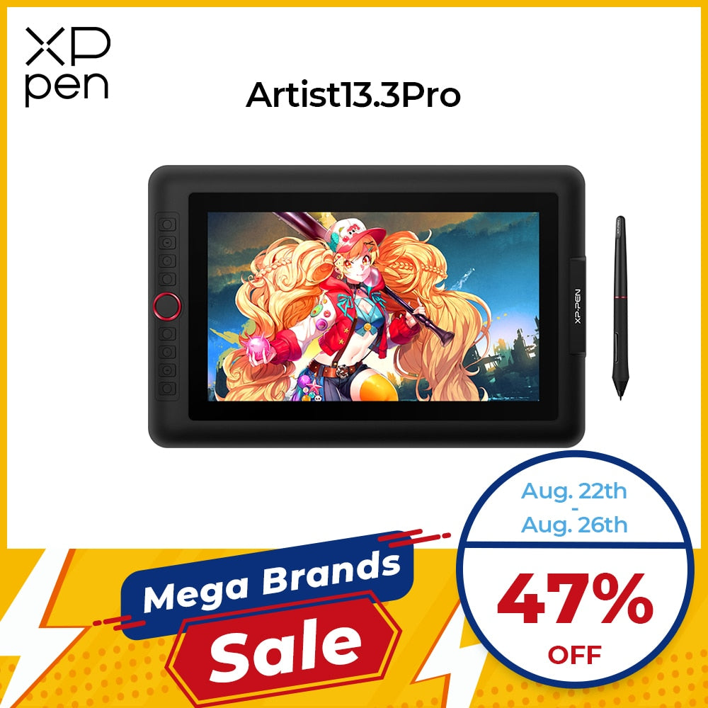 XPPen Artist13.3Pro Graphics Tablet Drawing Monitor 13.3" Pen Display Animation Art with Tilt Battery-free stylus 8192 Level - Random the Ghost