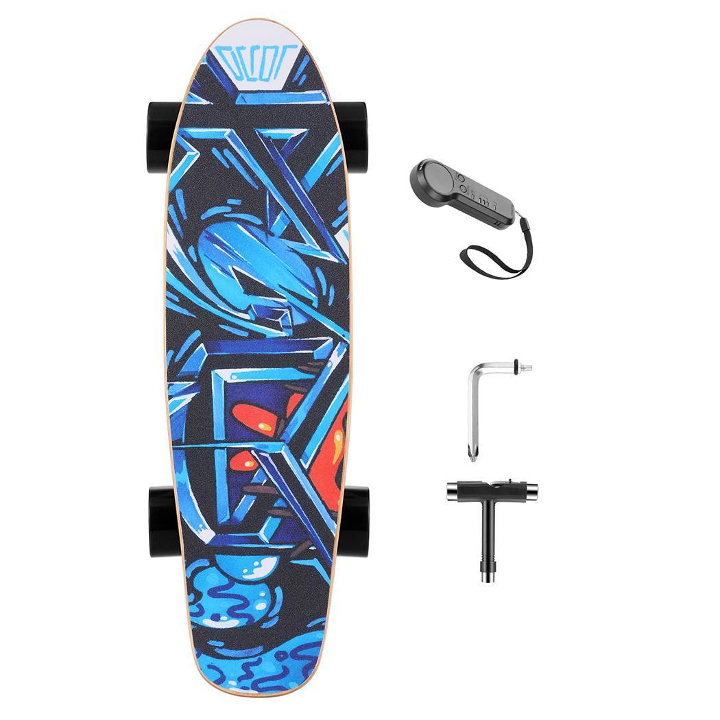 Electric Skateboard with Remote 350W Brushless Motor, 12MPH Top Speed 8 Miles Range 3 Speeds Adjustment, Max Load up to 220 Lbs - Random the Ghost