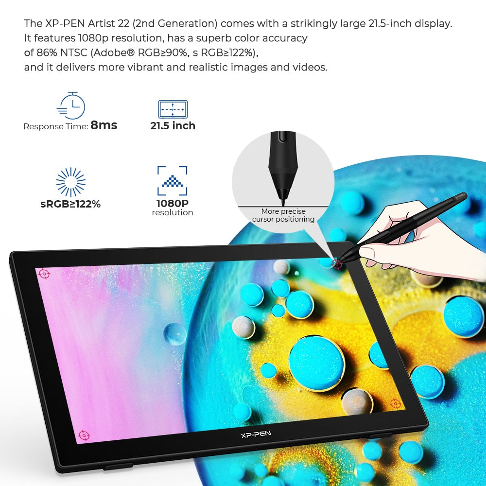 XPPen Artist 22 (2nd Generation) 21.5 Inch Drawing Tablet Graphics Tablet Display IPS Monitor 8192 Level Pen Pressure USB-C - Random the Ghost