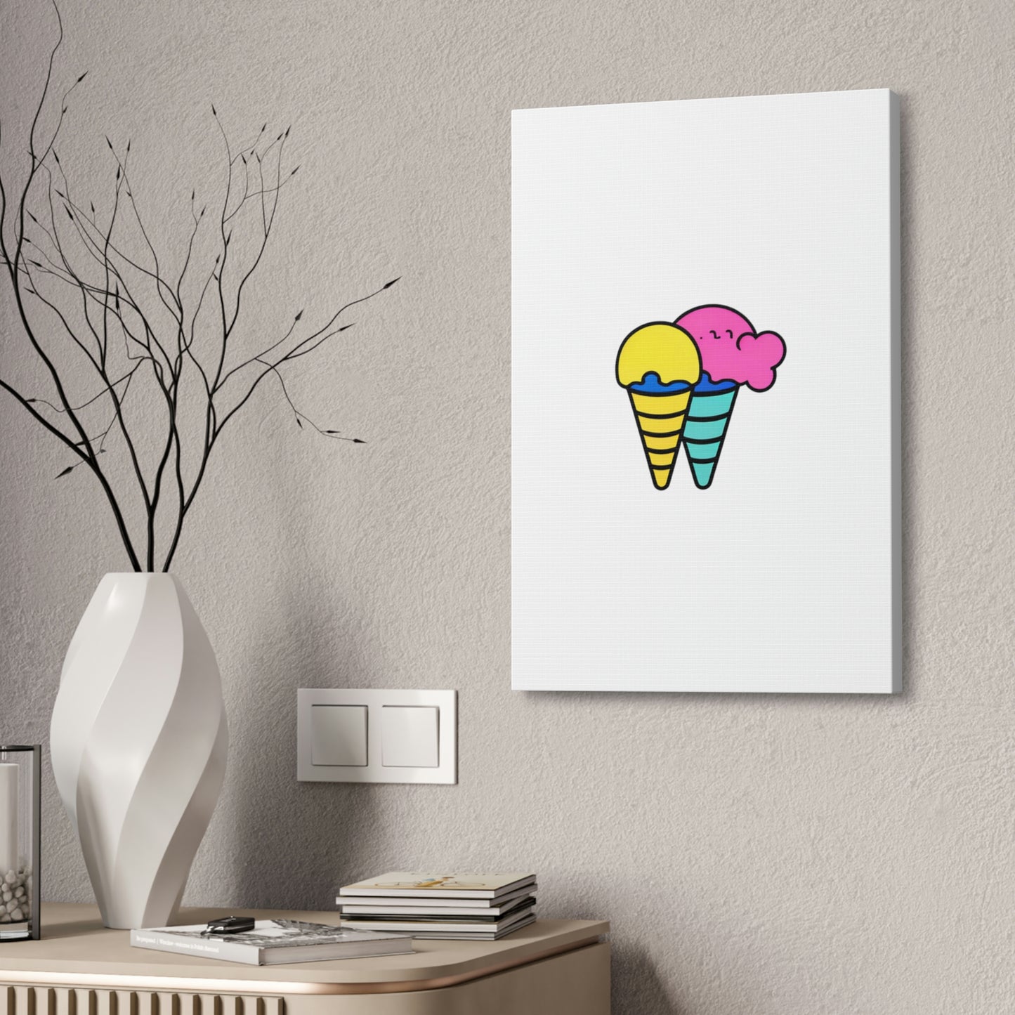 Random Ice Cream Canvas Stretched, 1.5''