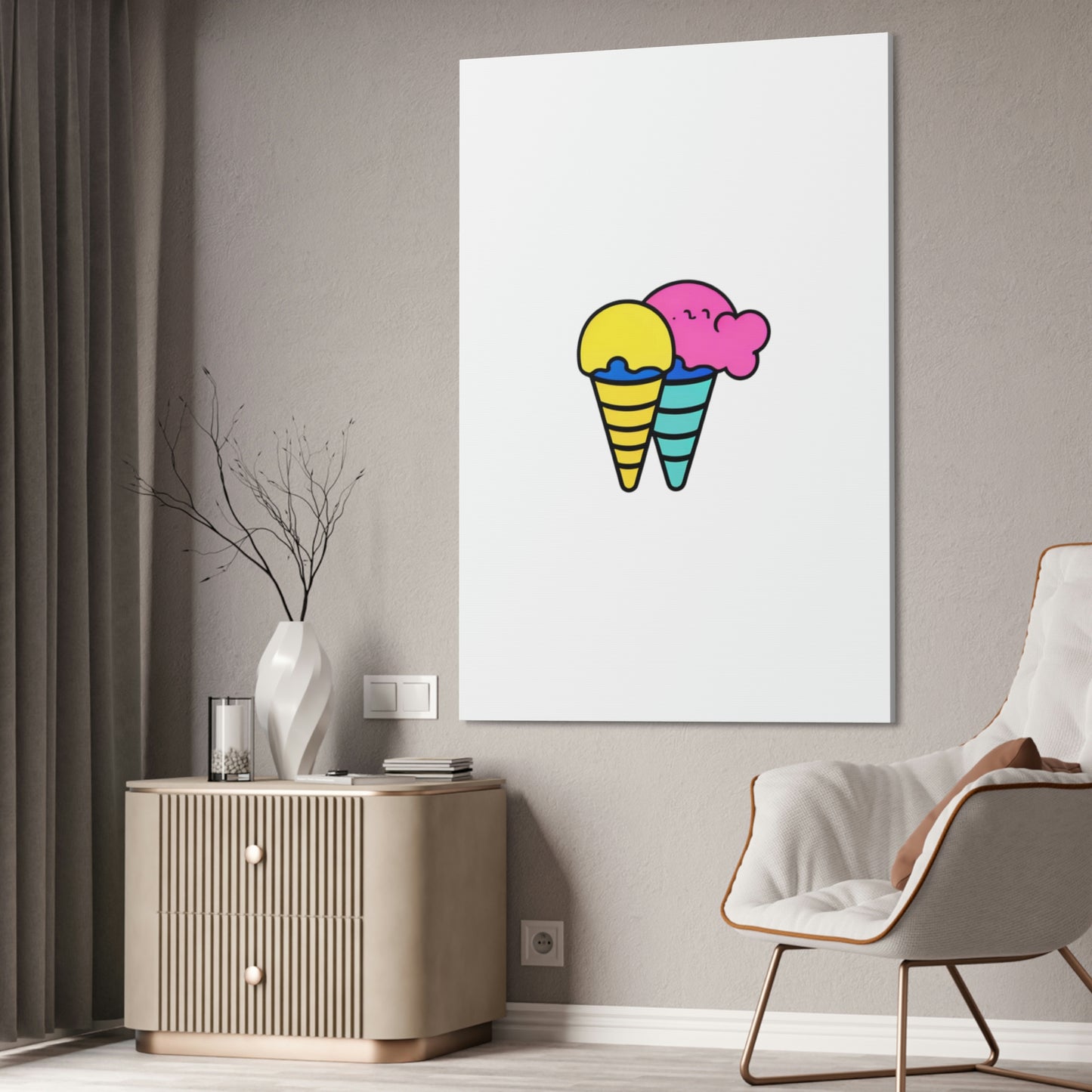 Random Ice Cream Canvas Stretched, 1.5''