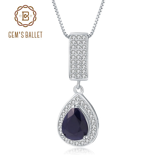 GEM'S BALLET 925 Sterling Silver Jewelry 1.29Ct Natural Blue Sapphire - Random the Ghost