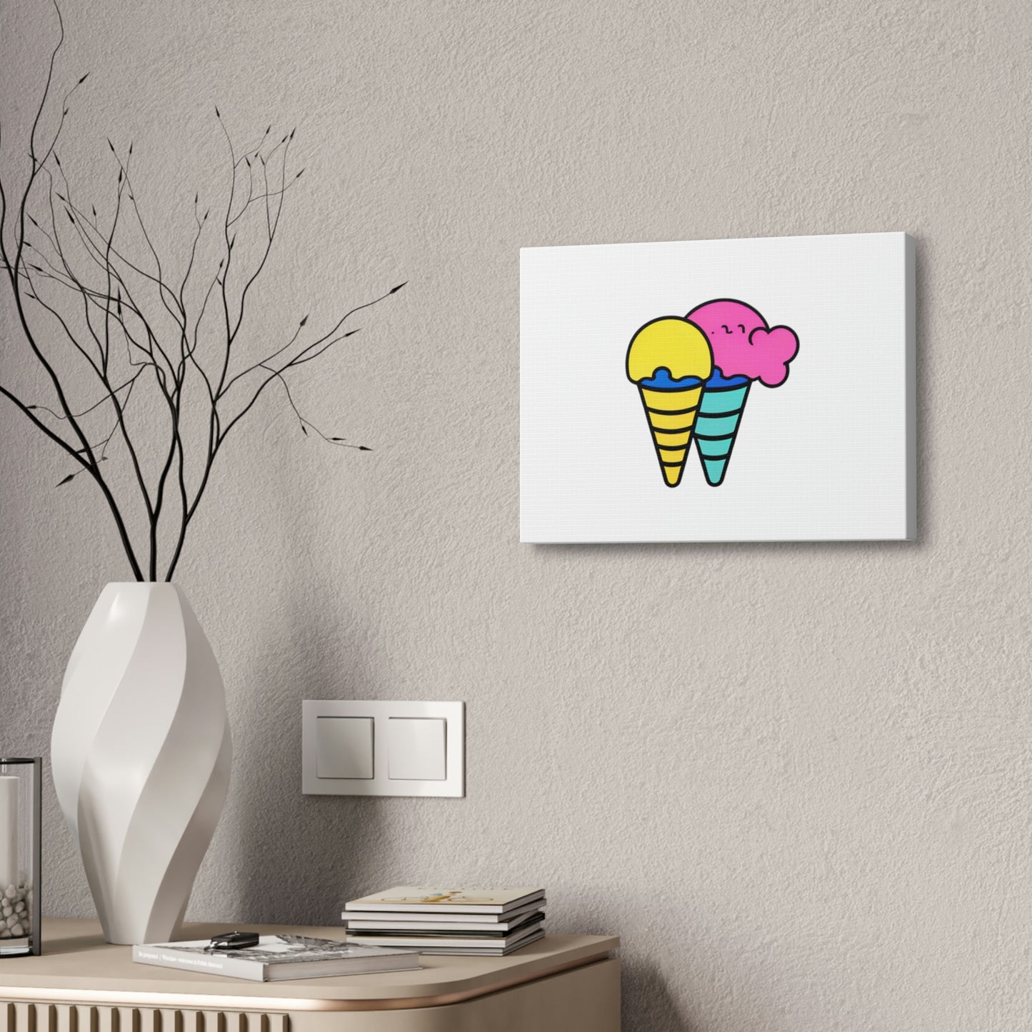 Random Ice Cream Canvas Stretched, 1.5''