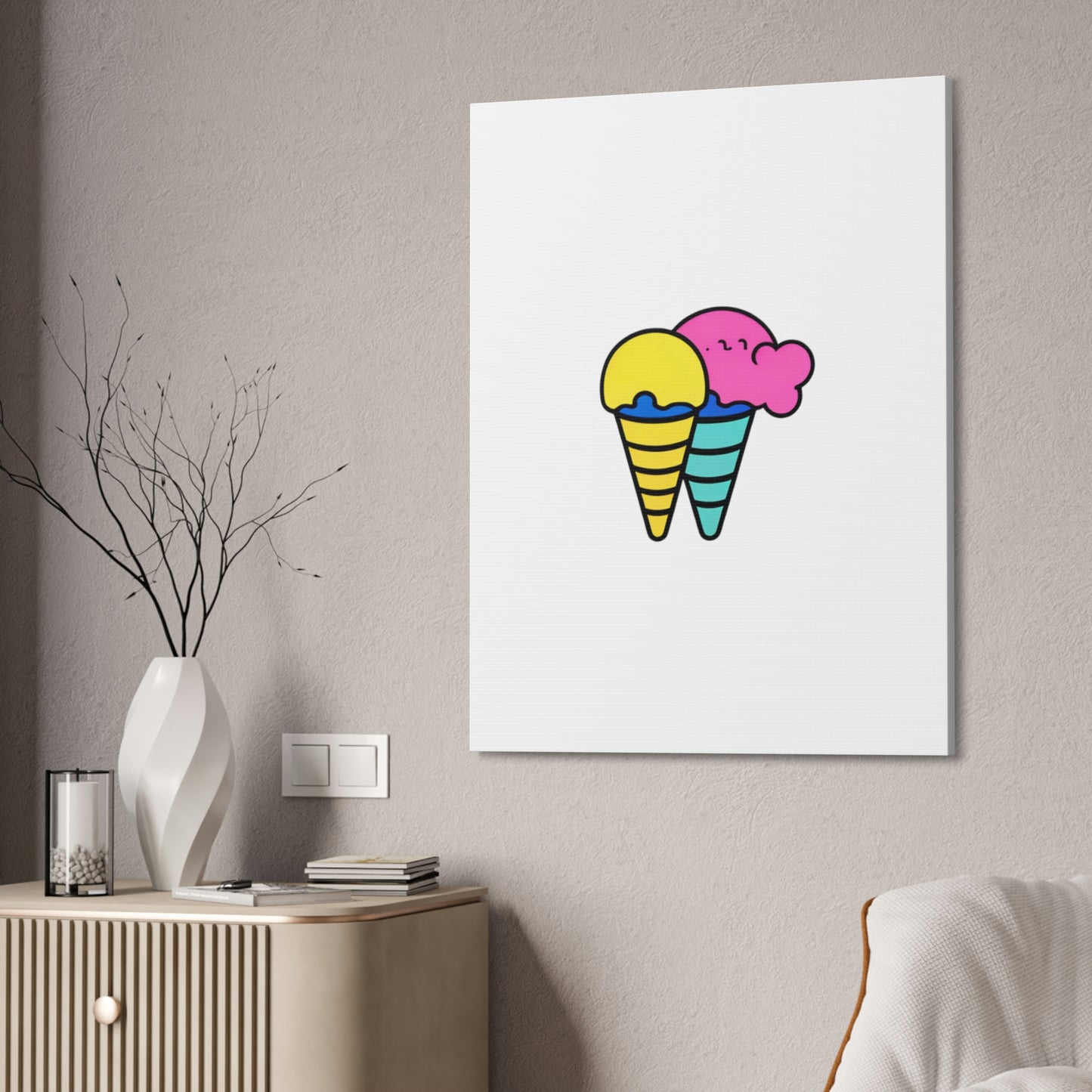 Random Ice Cream Canvas Stretched, 1.5''