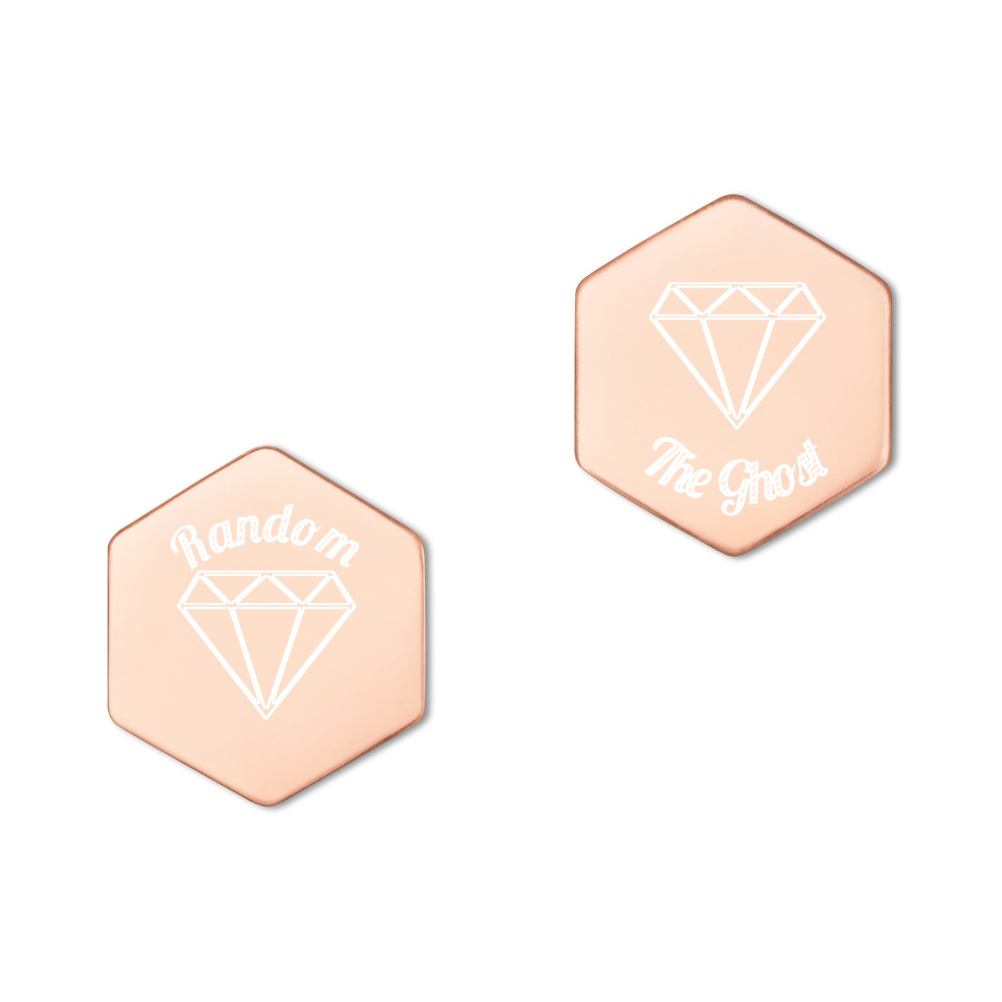 Sterling Silver RTG Hexagon Stud Earrings - Random the Ghost