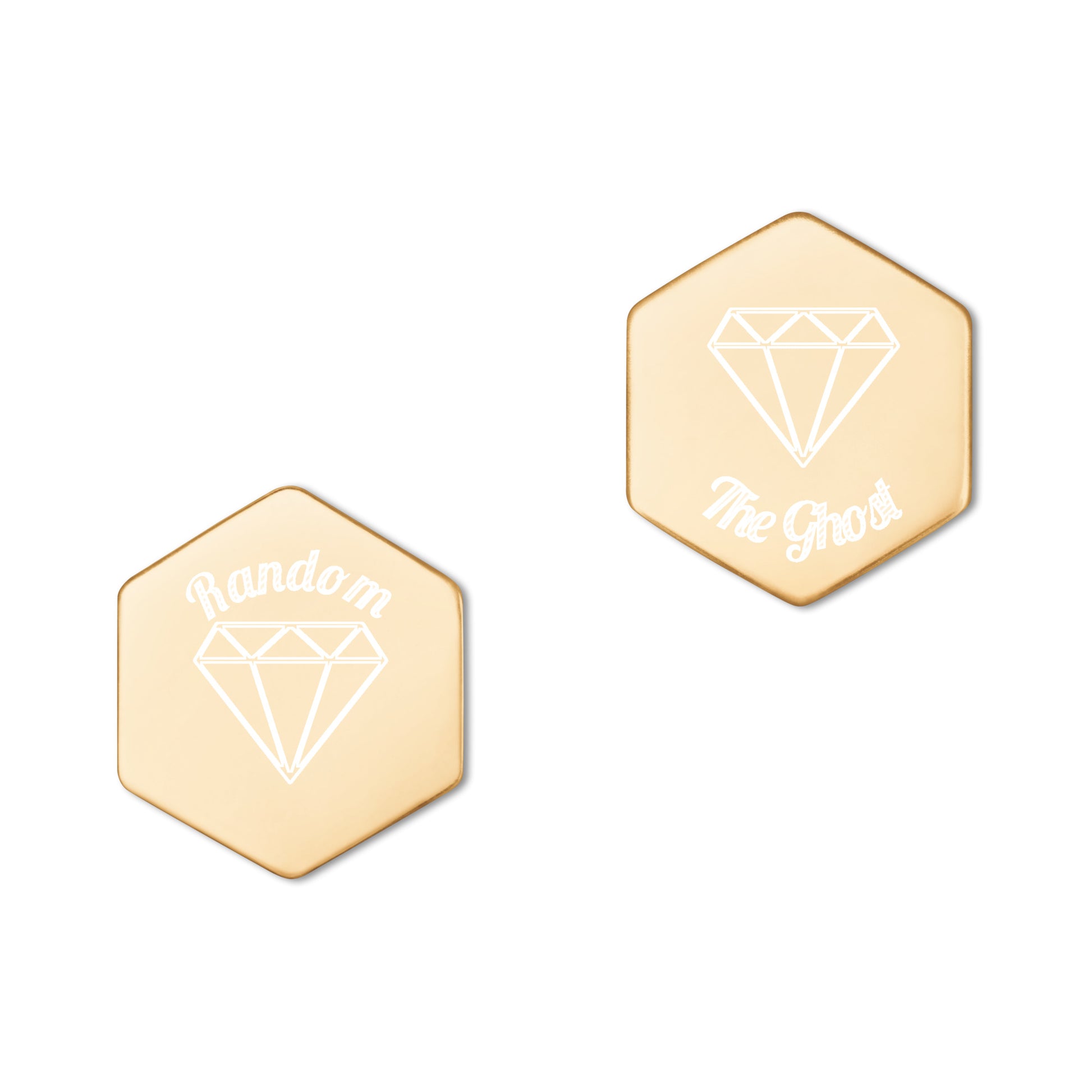 Sterling Silver RTG Hexagon Stud Earrings - Random the Ghost